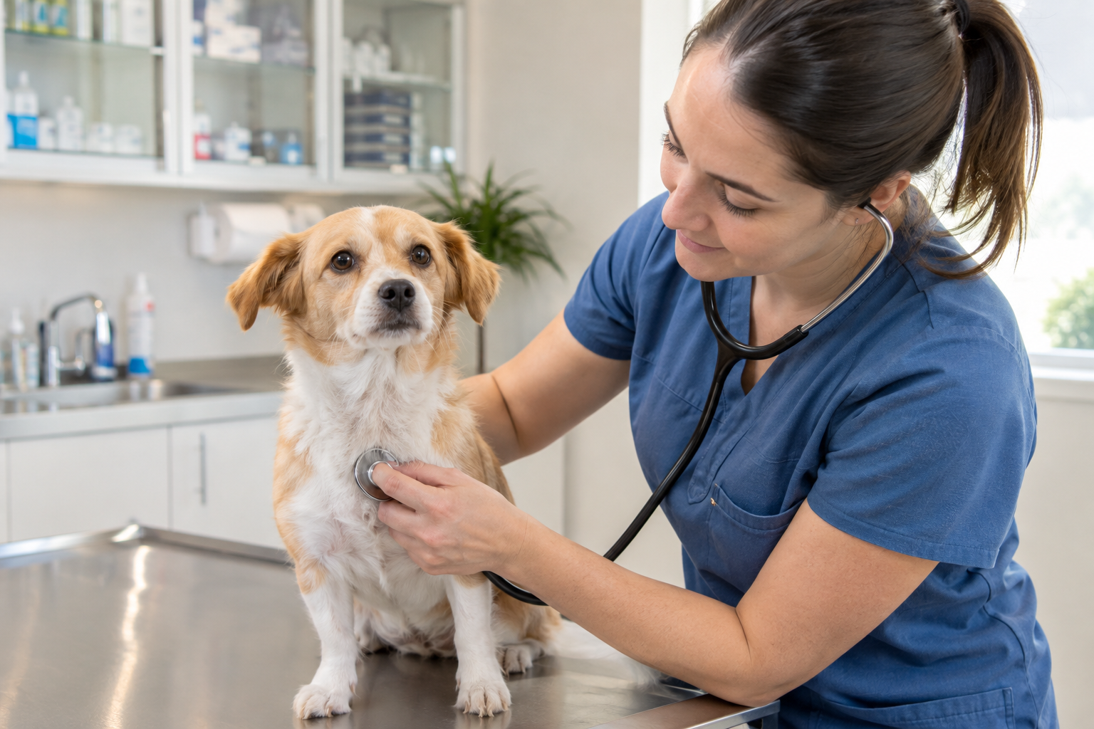 A small rescue dog receiving care