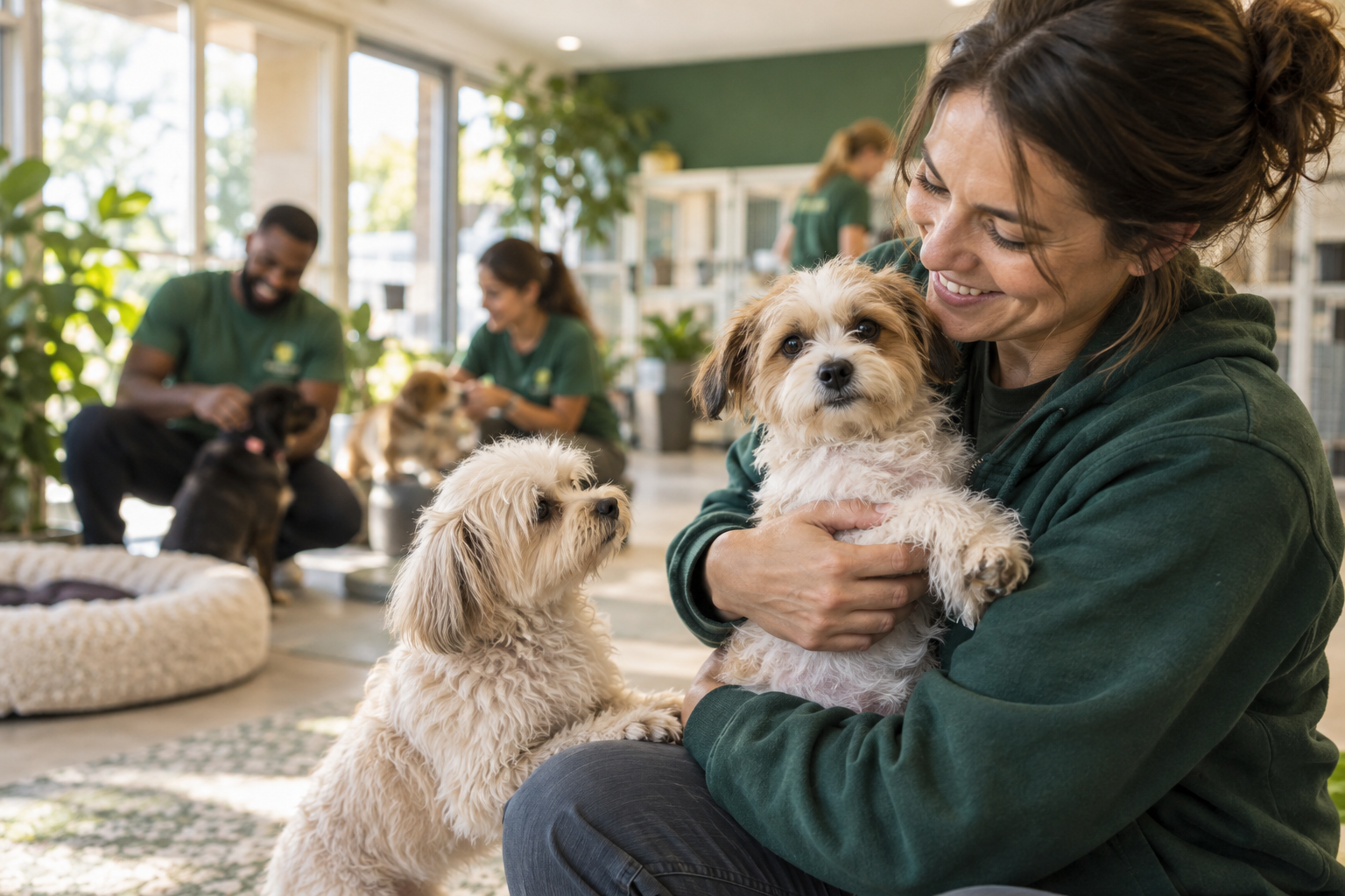 Tiny Dog Rescue team caring for small dogs